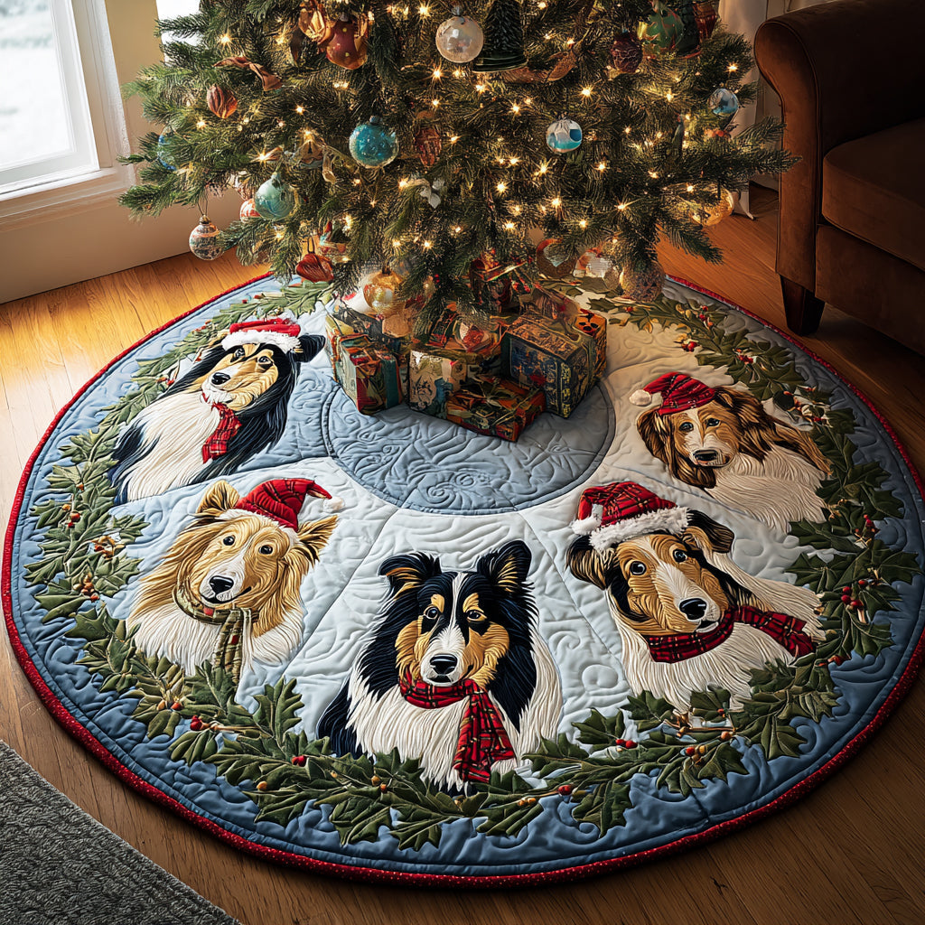 Frosted Friend Christmas Quilted Tree Skirt