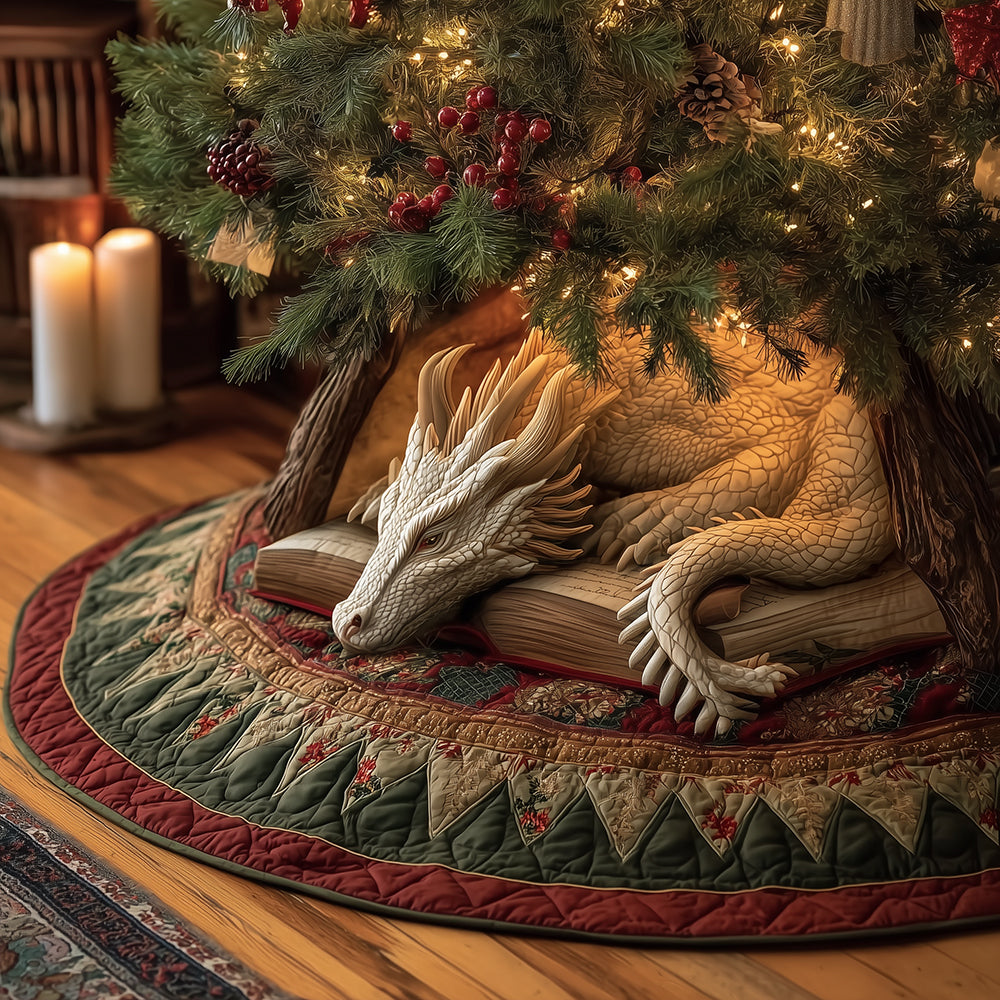 Guardian Dragon Glow Christmas Quilted Tree Skirt