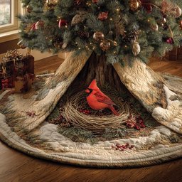 Cozy Forest Hideaway Quilted Tree Skirt