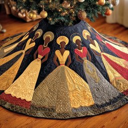 Melanin Dreams Christmas Quilted Tree Skirt