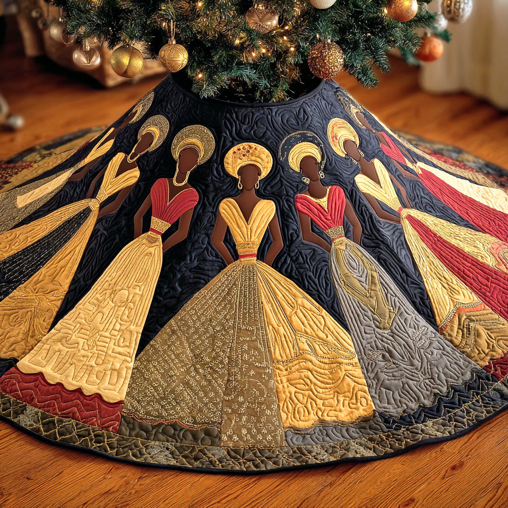 Melanin Dreams Christmas Quilted Tree Skirt
