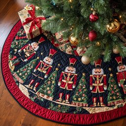 Mistletoe Magic Christmas Quilted Tree Skirt