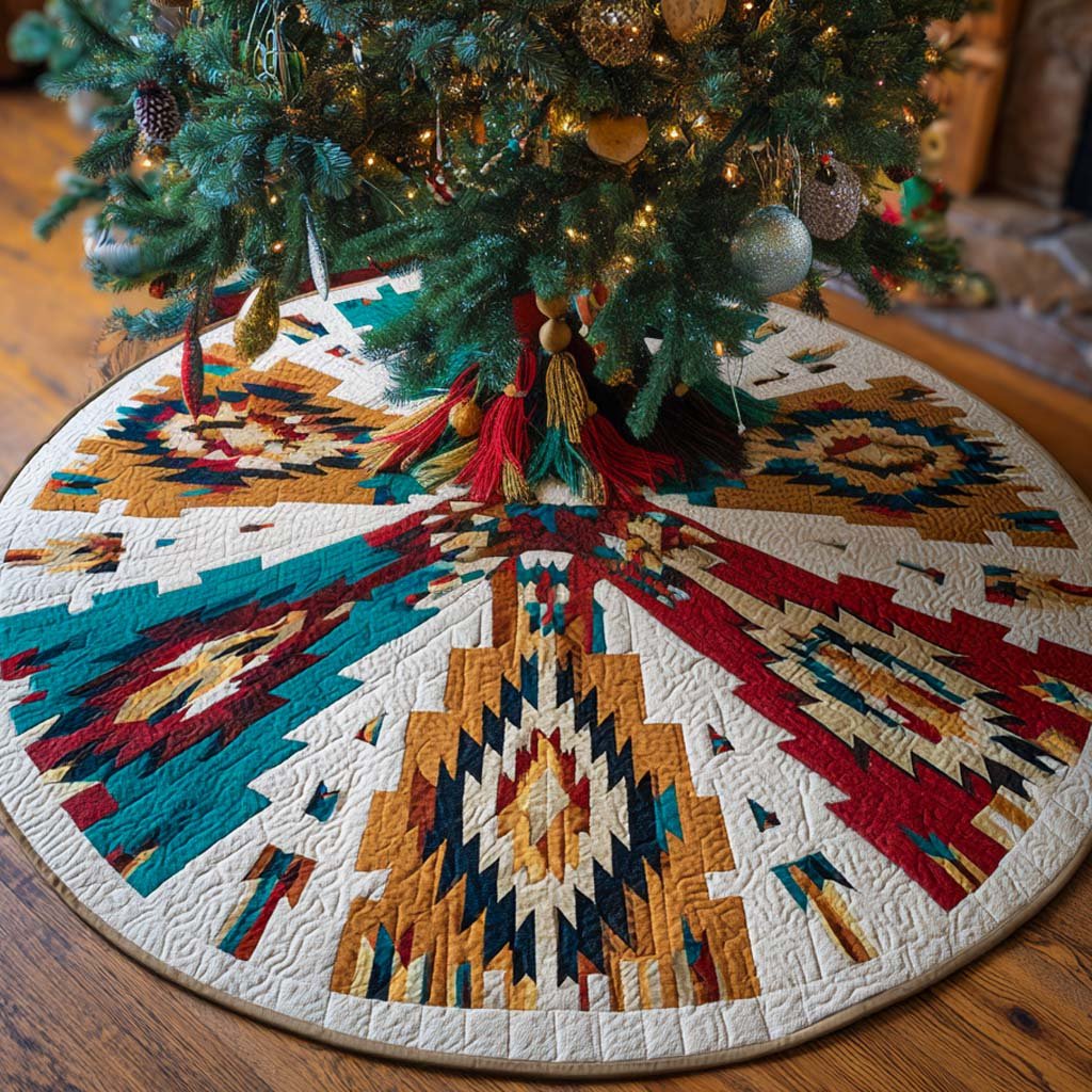 Tribal Spirit Wheel Quilted Tree Skirt