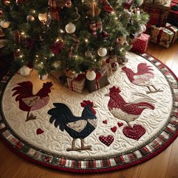 Farmyard Charm Christmas Quilted Tree skirt