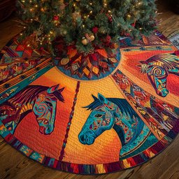 Sagebrush Geometry Burst Quilted Tree Skirt
