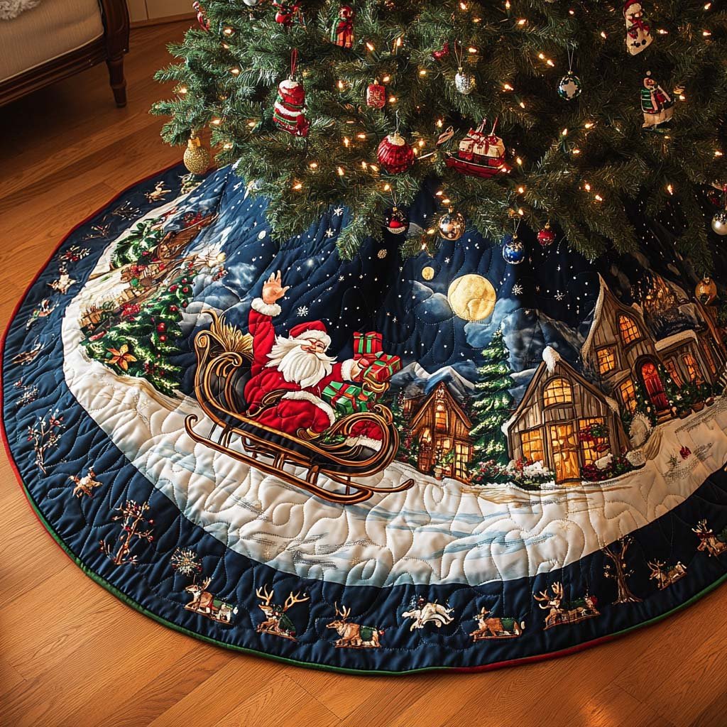 Snowy Dreams Christmas Quilted Tree Skirt