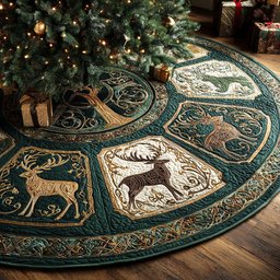 Timber Circle Christmas Quilted Tree Skirt