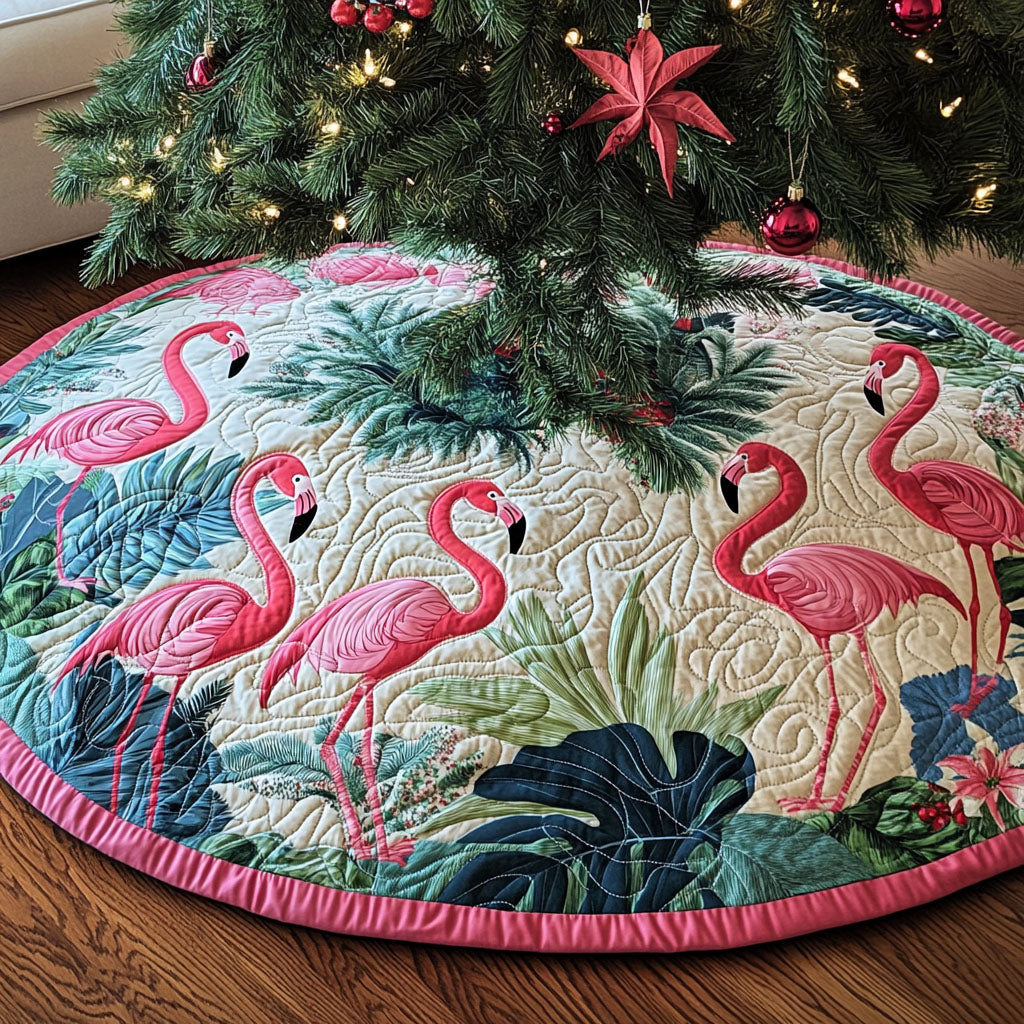 Tropical Symphony Quilted Christmas Tree Skirt