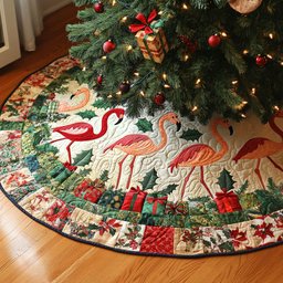 Tropical Noel Quilted Christmas Tree Skirt