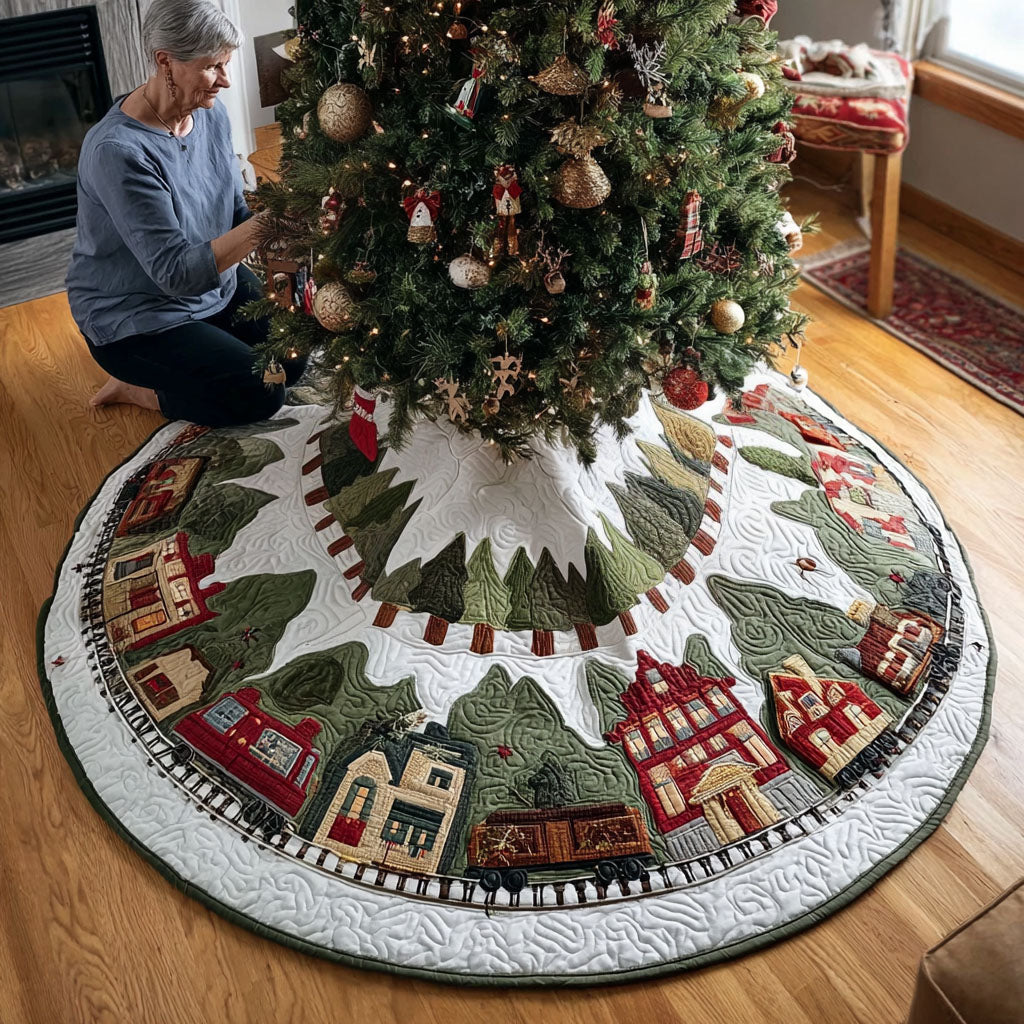 Evergreen Hollow Christmas Quilted Tree Skirt