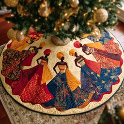 Crowned Essence Christmas Quilted Tree Skirt
