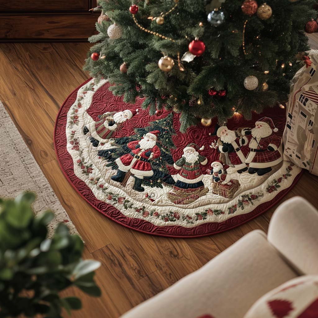 Santa Dream Christmas Quilted Tree Skirt
