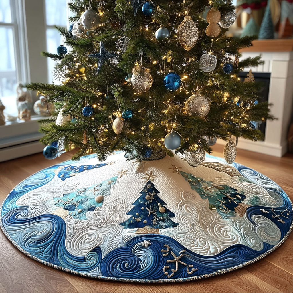 Sea Breeze Holiday Christmas Quilted Tree Skirt
