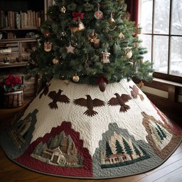 Eagle Crown Christmas Quilted Tree Skirt
