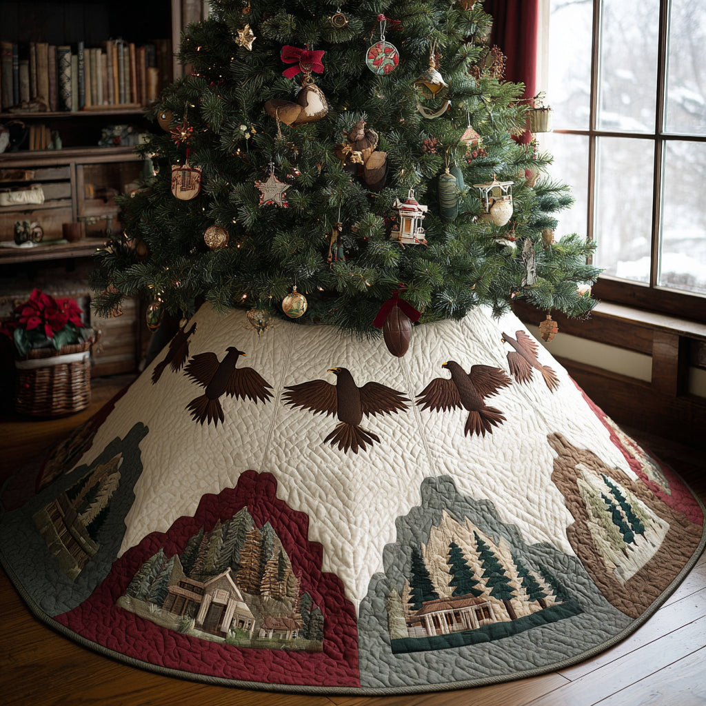 Eagle Crown Christmas Quilted Tree Skirt