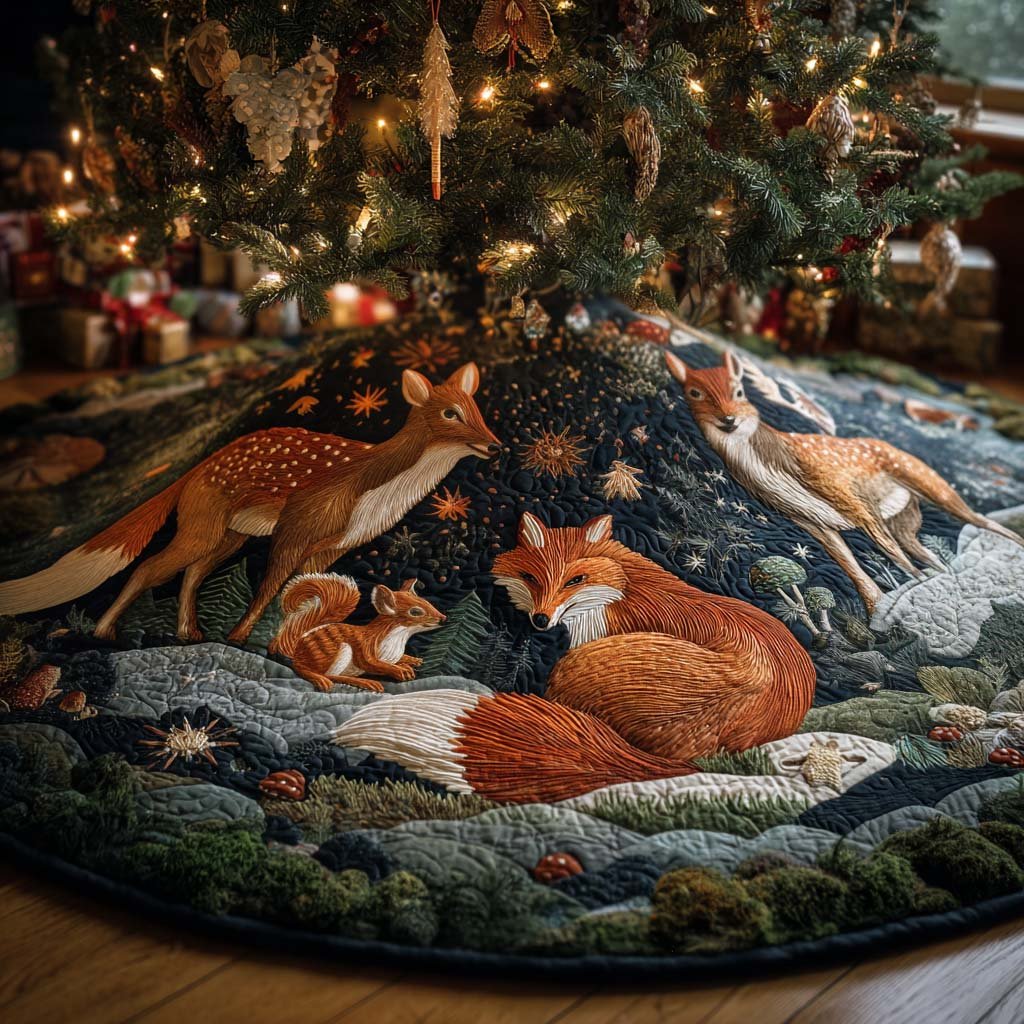 Woodland Friends Christmas Quilted Tree Skirt