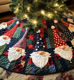 Christmas Carousel Quilted Christmas Tree Skirt