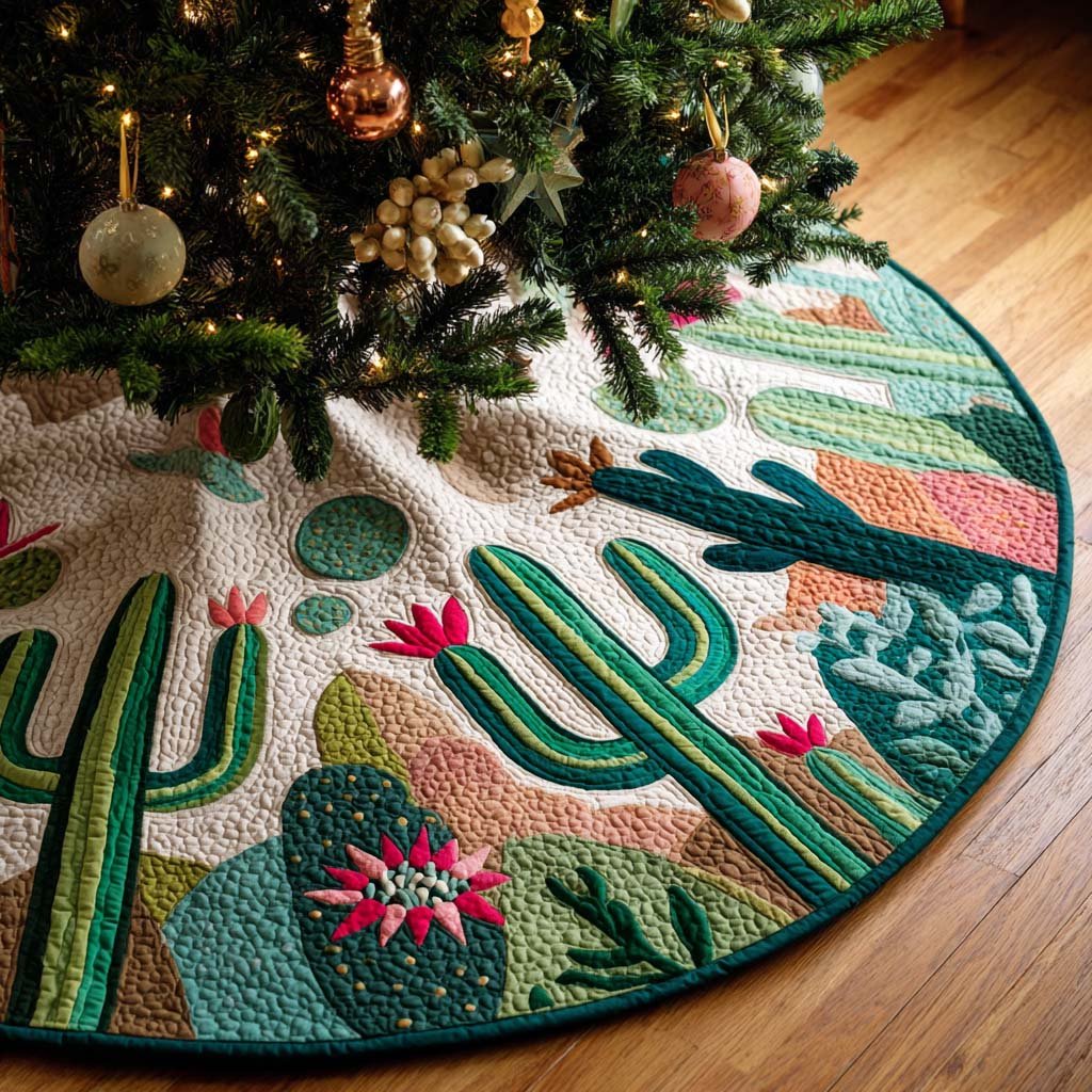 Desert Bloom Cactus Quilted Tree Skirt