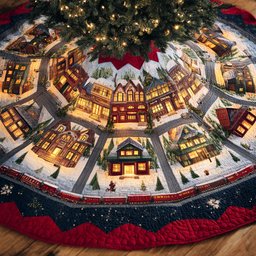 Snowflake Horizon Christmas Quilted Tree Skirt