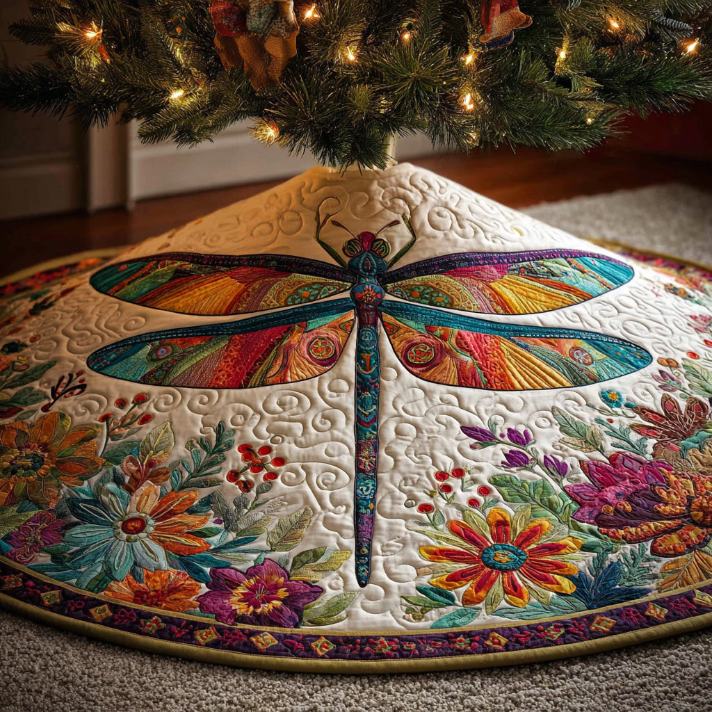 Mystic Wings Christmas Quilted Tree Skirt