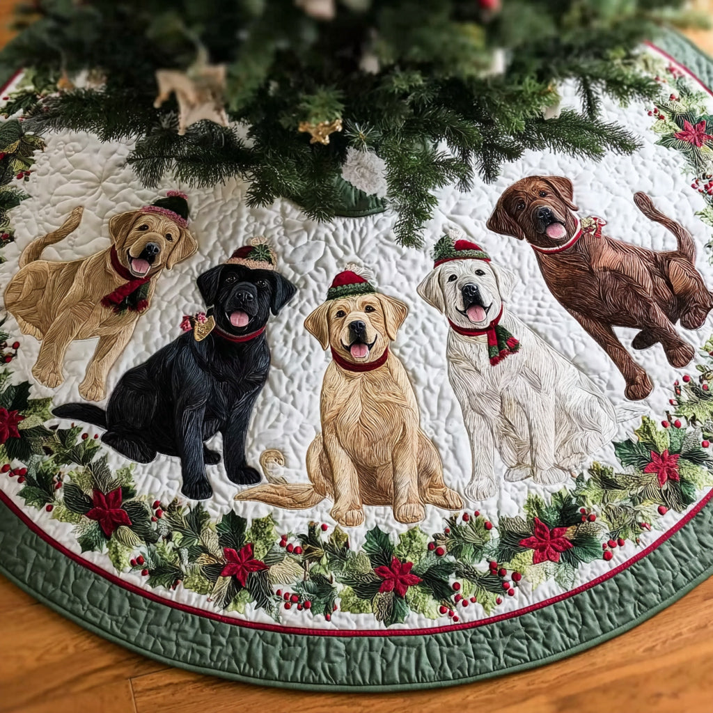 Labrador Retriever Frolic Quilted Christmas Tree Skirt