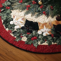 Winter Snuggle Christmas Quilted Tree Skirt
