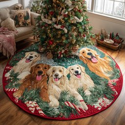 Golden Retriever Comfort Quilted Christmas Tree Skirt