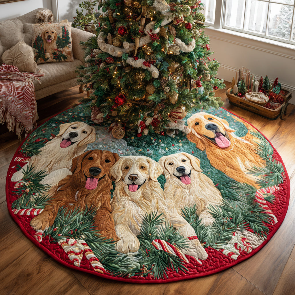 Golden Retriever Comfort Quilted Christmas Tree Skirt