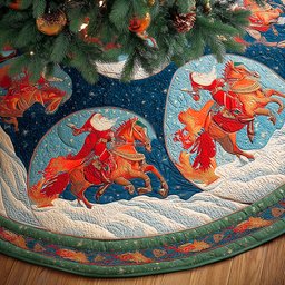 Northern Stable Path Christmas Quilted Tree Skirt
