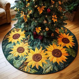 Bright Sunflower Christmas Quilted Tree Skirt