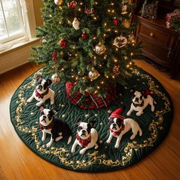 Merry Terrier Magic Quilted Christmas Tree Skirt