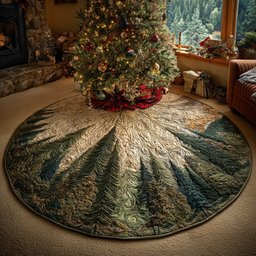 Holly Pine Wilderness Christmas Quilted Tree Skirt