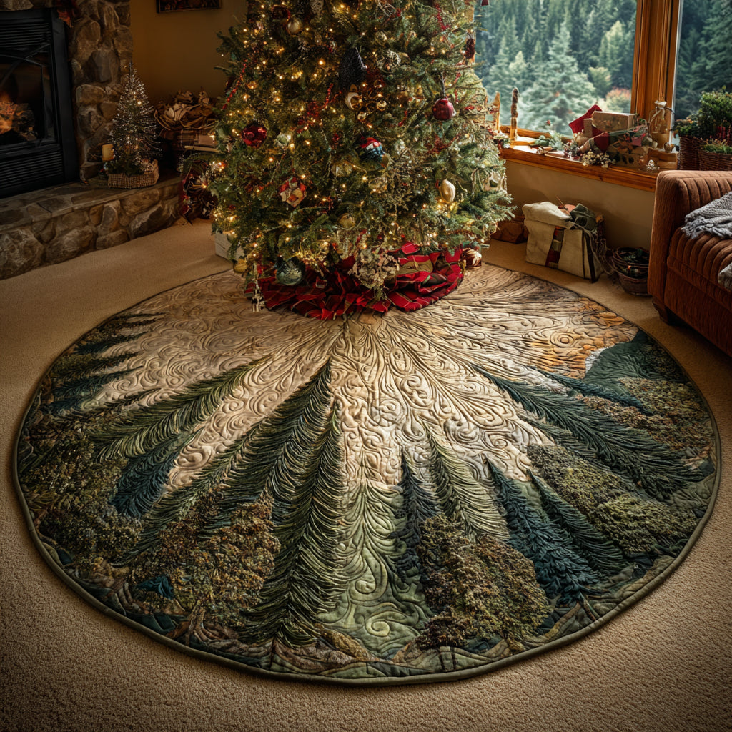 Holly Pine Wilderness Christmas Quilted Tree Skirt