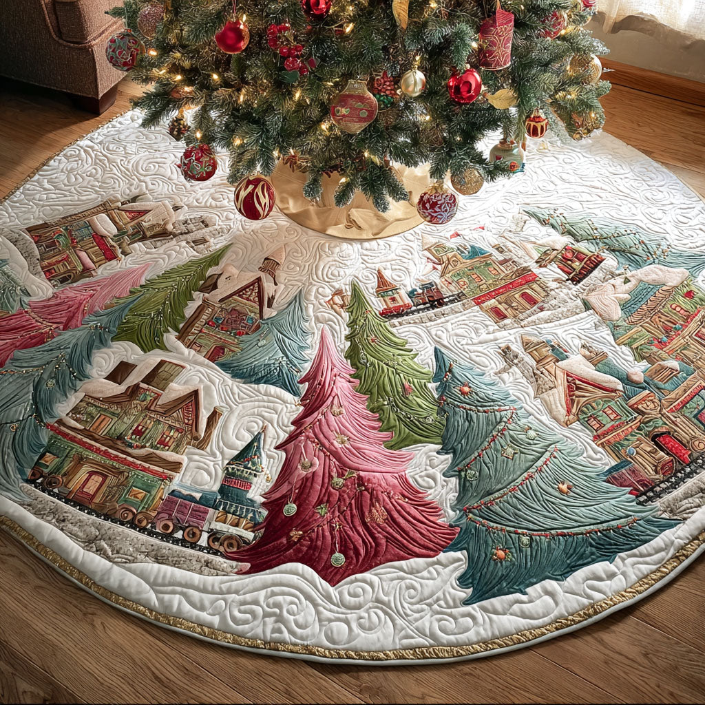 Frostbrook Village Christmas Quilted Tree Skirt