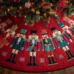 Nutcracker Spirit Christmas Quilted Tree Skirt