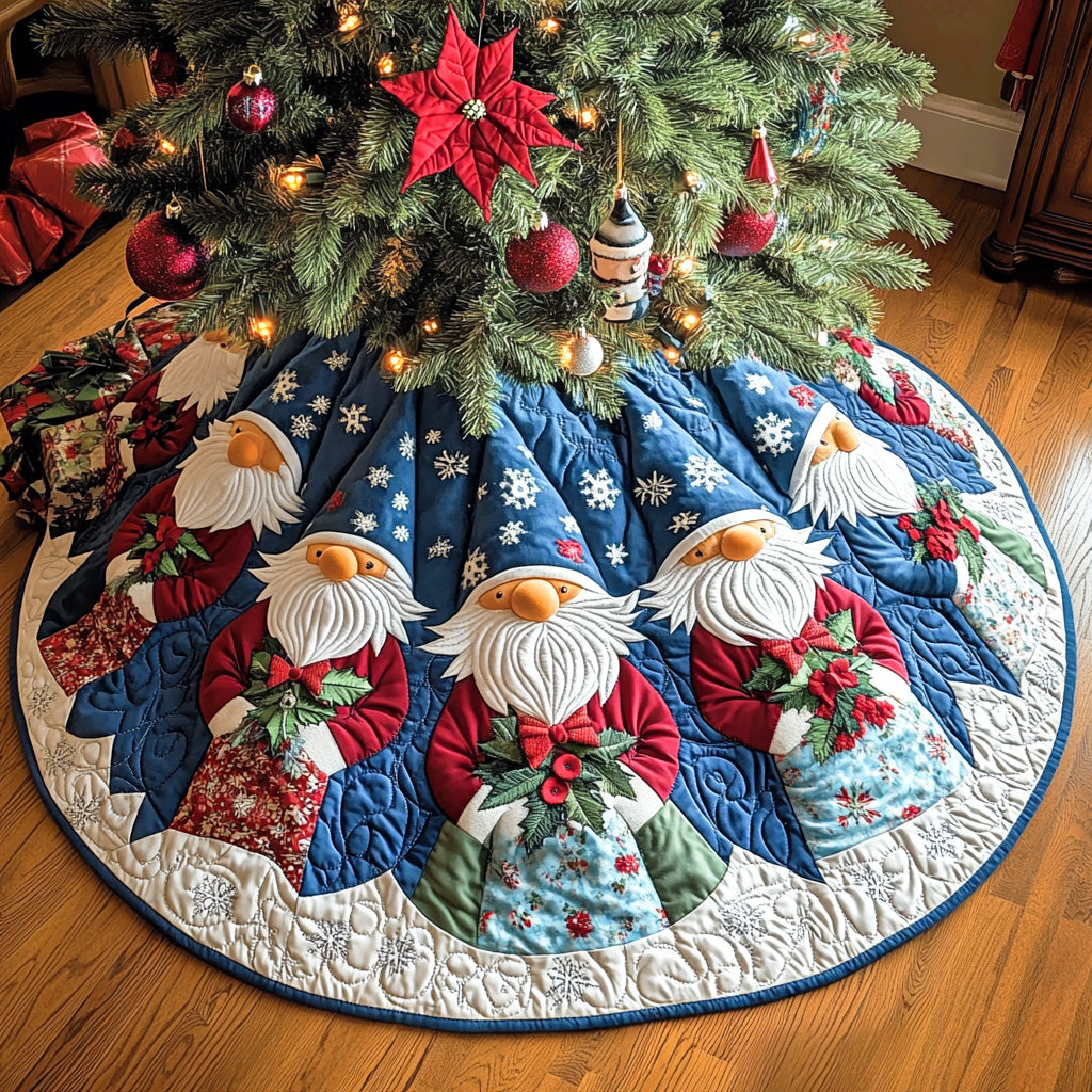 Gnome Village Glow Christmas Quilted Tree Skirt