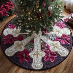 Divine Bloom Christmas Quilted Tree Skirt