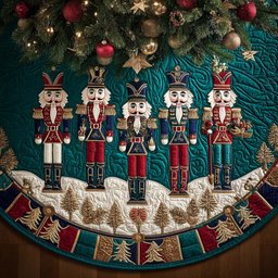 Nutcracker Joy Christmas Quilted Tree Skirt