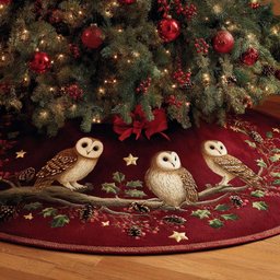 Midnight Owl Christmas Quilted Tree Skirt