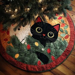 Peekaboo Joy Christmas Quilted Tree Skirt