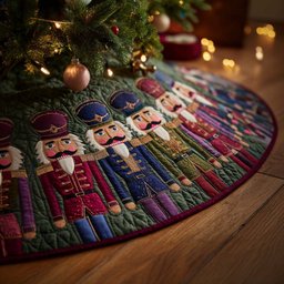 Nutcracker Whispers Christmas Quilted Tree Skirt