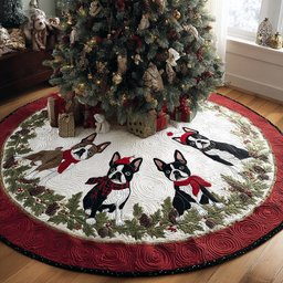 Holiday Boston Joy Quilted Christmas Tree Skirt