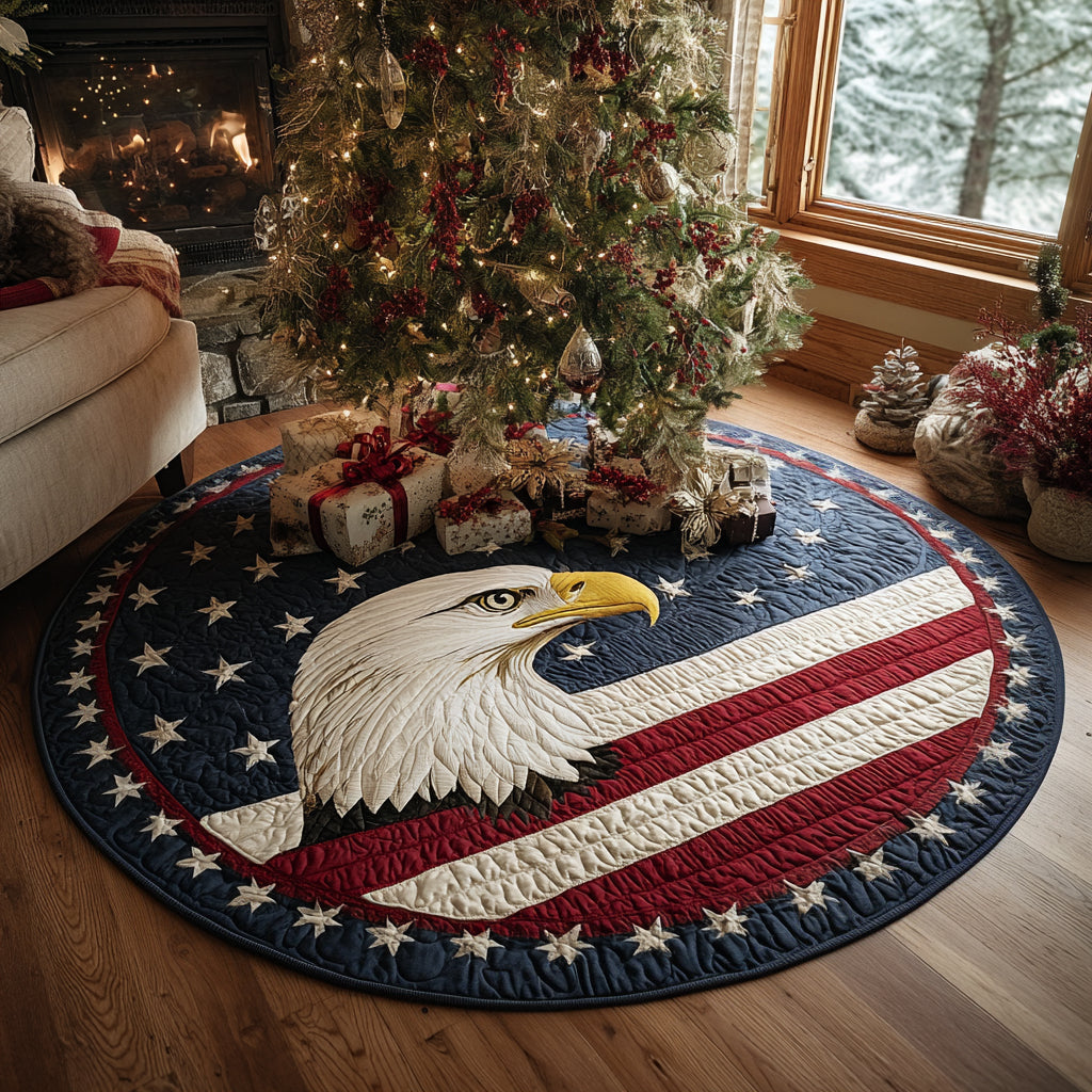 Eagle Glory Christmas Quilted Tree Skirt