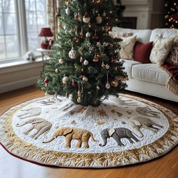 Holiday Herd Quilted Christmas Tree Skirt