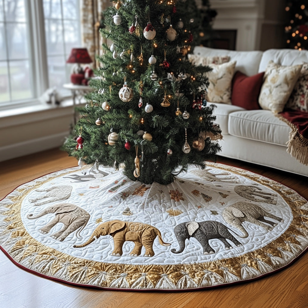 Holiday Herd Quilted Christmas Tree Skirt