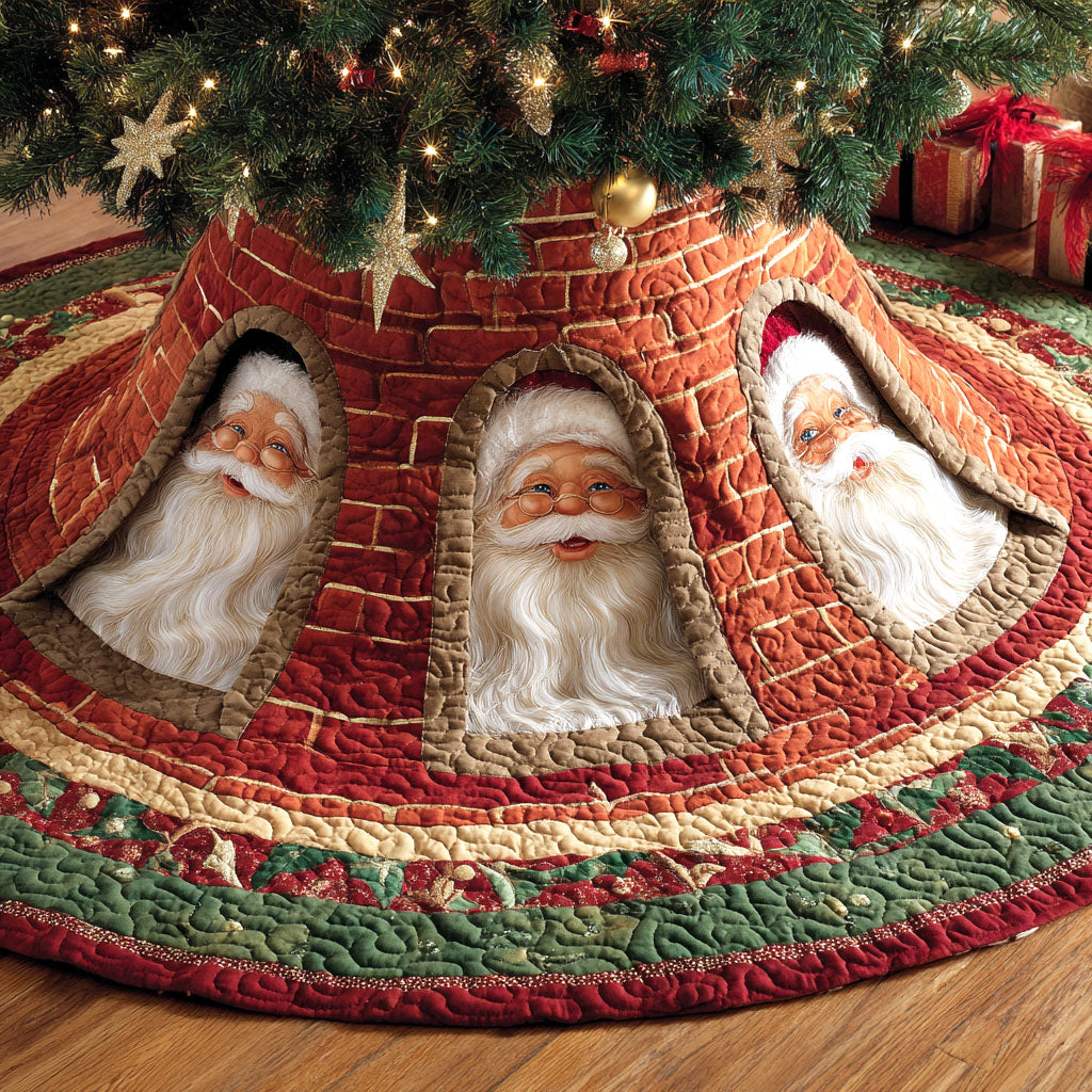 Starlight Santa Christmas Quilted Tree Skirt