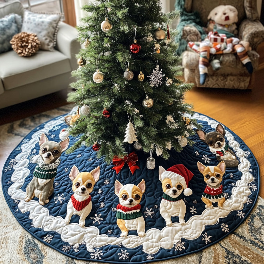 Chihuahua Spirit Quilted Christmas Tree Skirt