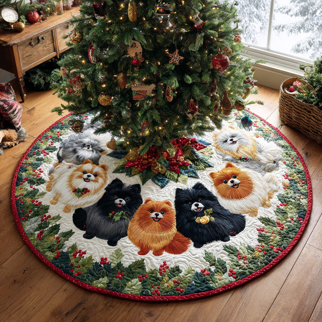 Pom Candlelight Glow Christmas Quilted Tree Skirt