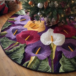 Tranquil Bloom Christmas Quilted Tree Skirt