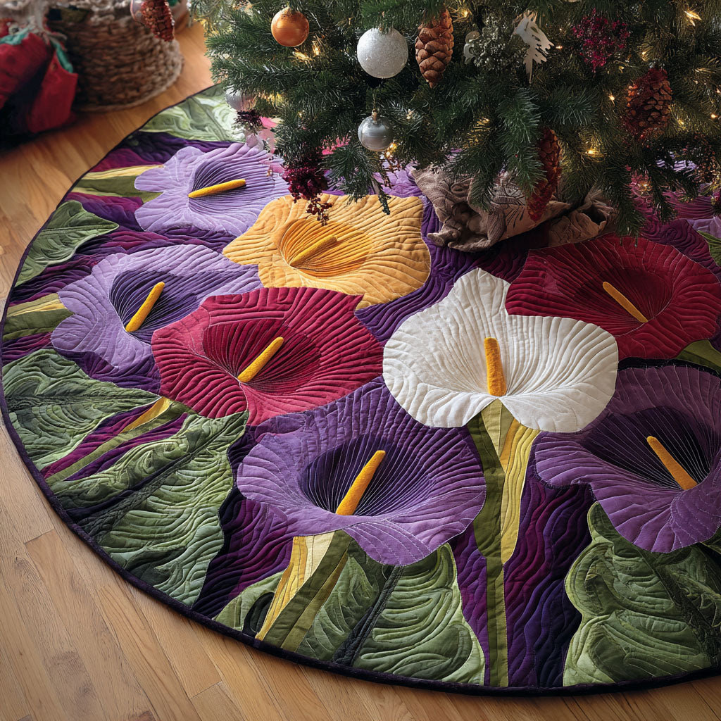 Tranquil Bloom Christmas Quilted Tree Skirt